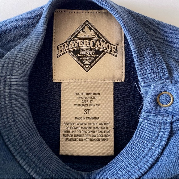 BEAVER CANOE 3T Dark Blue Toddler Graphic Long Sleeve Sweatshirt Snap Neckline - Picture 4 of 10